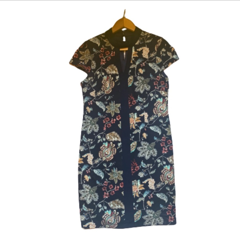 Roz & Ali Blue Floral Petite Dress Size-8 Petite